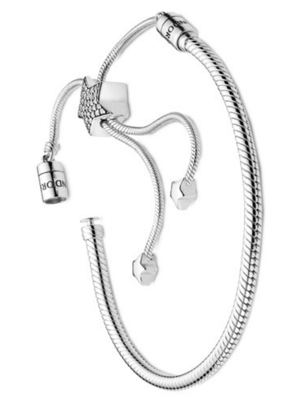 Pandora Pave Star Sliding Bolo Silver Bracelet
